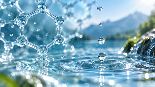 Kristallklares Wasser mit angedeuteter hexagonaler Struktur