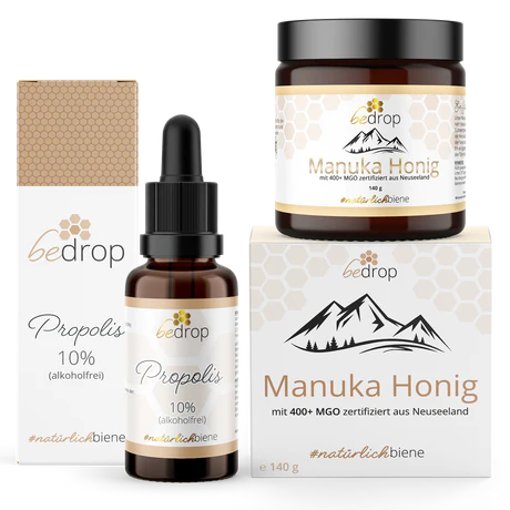 Kinder Set mit Manuka Honig MGO 400 und Propolis Tinktur von bedrop mit Rabattcode
